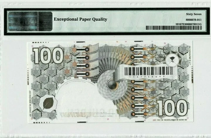 1992 Netherlands 100 Gulden PMG67 EPQ SUPERB GEM UNC <P-101> - Image 2 of 2