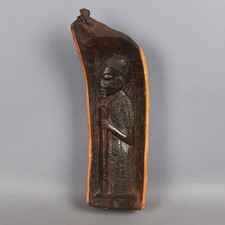 Sculpture Wood Theme Paint On Trunk Art African Tribal Vintage Xx Century
