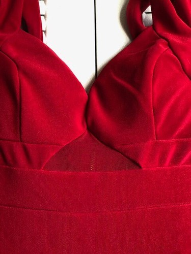 Emerald Sundae Woman's Medium Red Cold Shoulder Bodycon Long Dress ~EUC~ - Picture 2 of 6
