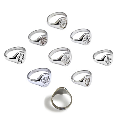 Nuevo Grabado Sello Anillos 925 Plata Maciza de Ley 14x12mm