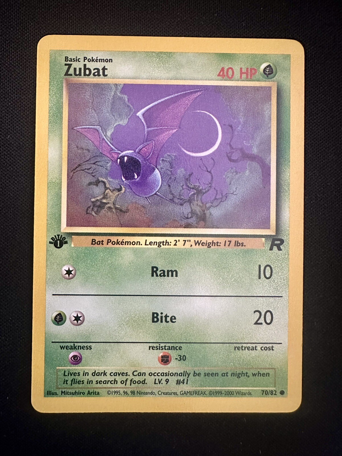 Zubat - 70/82 - 1st Edition Common - Team Rocket - Pokémon TCG - NM