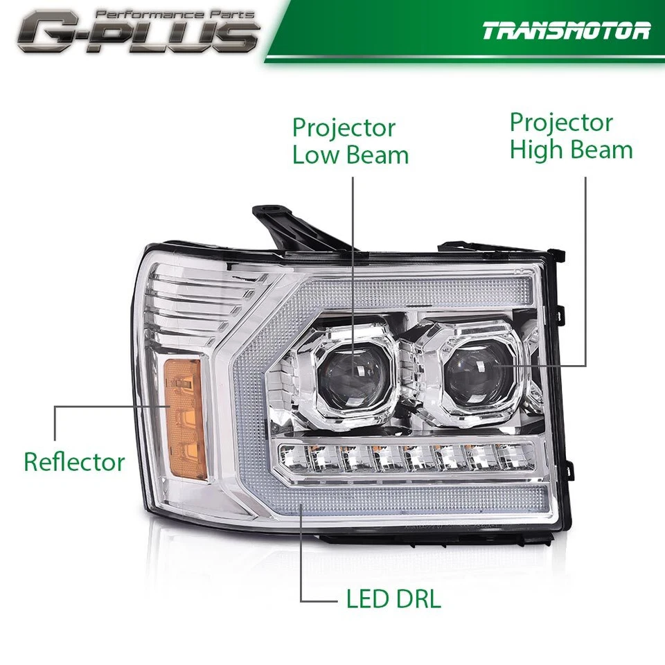 Faro proyector tubo LED DRL apto para GMC Sierra 1500 2500HD 3500HD 2007-2013 Foto 2 de 4