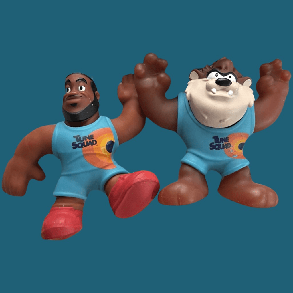 Heroes of Goo Jit Zu Space Jam Tasmanian Devil and LeBron James Action Figures B4