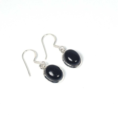 Boucles D’oreilles En Onyx Noir & Rhodochrosite – Argent Massif 925, Fait Main, Pièce Unique