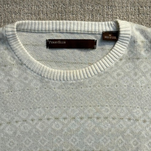 Perry Ellis Sweater Knit Crew Neck Patterned Pullover Top Ivory M - Picture 3 of 4