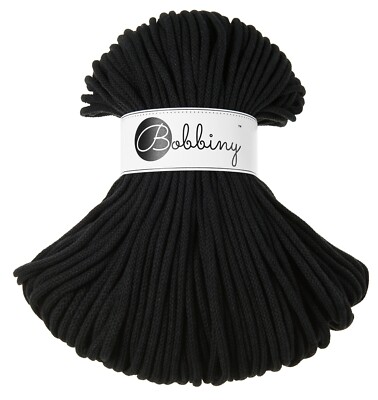 Bobbiny Braided Cotton Cord - Black | 5mm 100m/108yds 