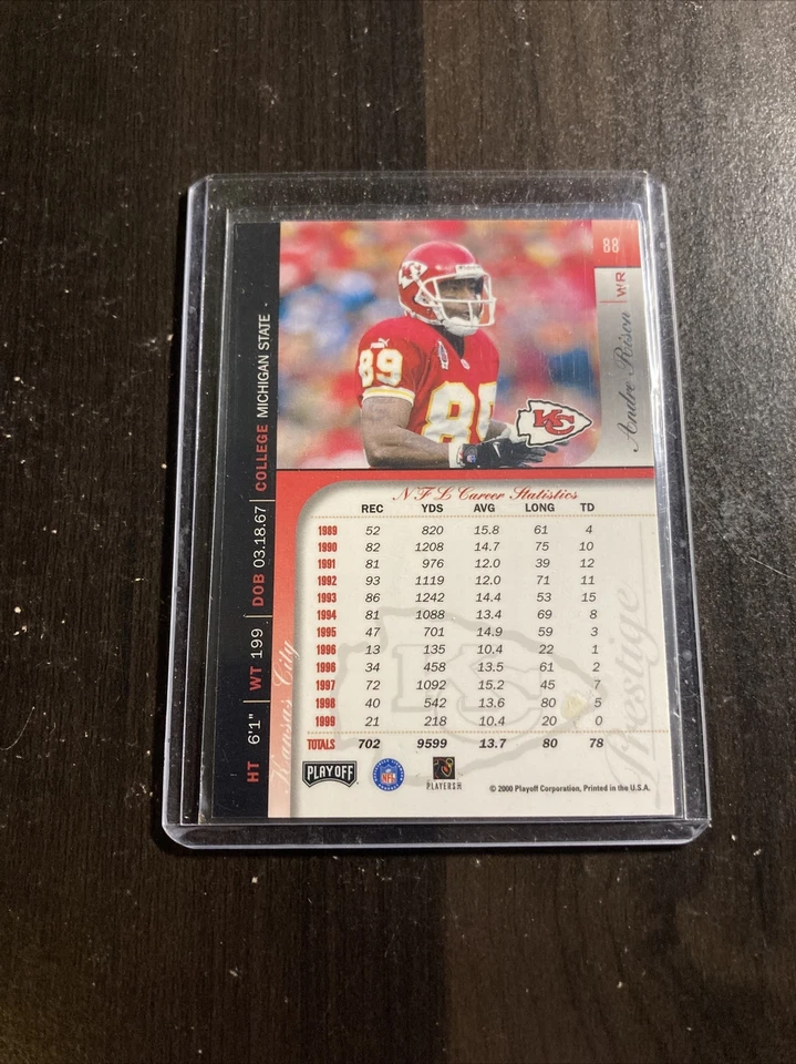 Andre Rison #88 PLAYOFF CARD NFL 2000 T15-98 - Image 2 of 2