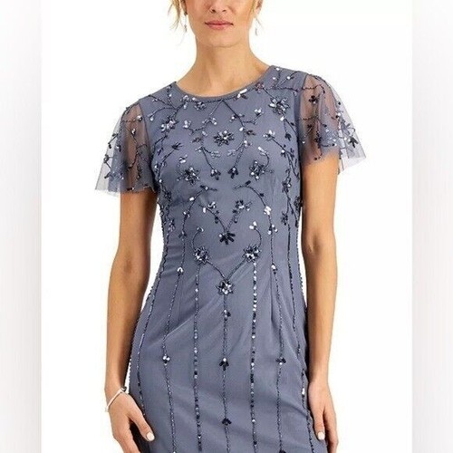 PAPELL STUDIO BY ADRIANNA PAPELLFlutter-Sleeve Embellished Gown dress size 4 - Picture 7 of 15