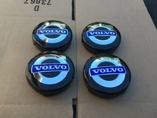 SET OF 4 VOLVO Black Chrome Blue LOGO CENTER WHEEL HUB CAPS COVER RIM 3546923