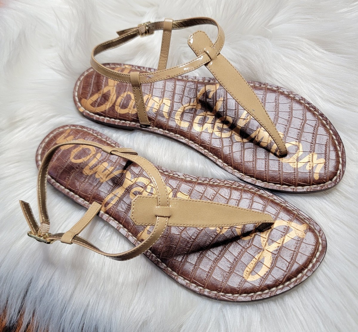 Sam Edelman Women's Gigi Sandal Size 9.5 Thong T-Strap Beige | eBay