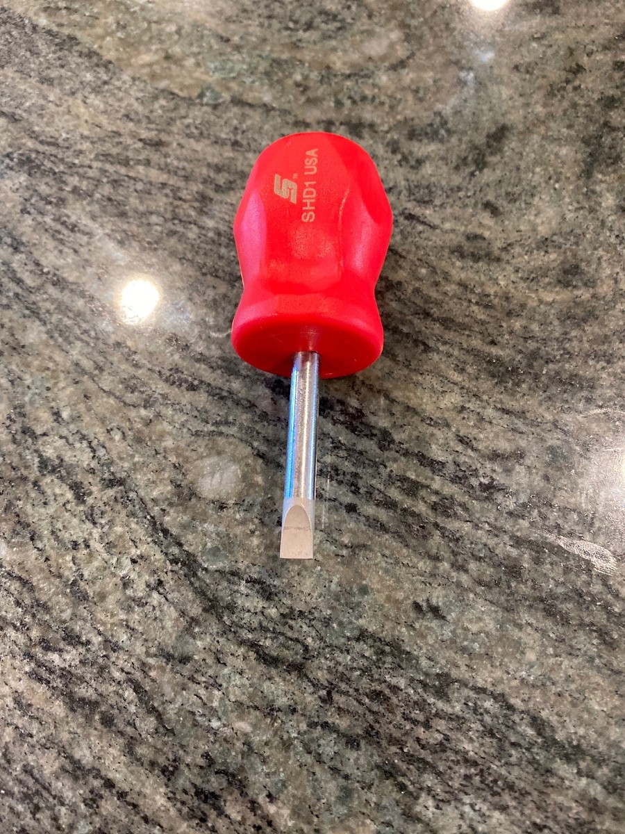 Snap on shd1 stubby hard handle flat screwdriver red | eBay