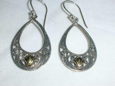 ATEMBERAUBENDE ~ STERLINGSILBER 18K GOLD OHRHÄNGER!
