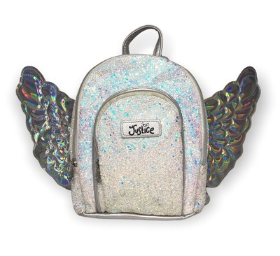 Justice Silver Glitter Mini Backpack 