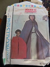 10-12 McCall's make it tonight vtg 1976 colonial Victorian cape coat sew pattern