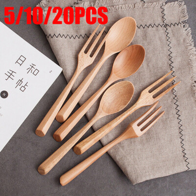 Creative Wooden Fork Spoon Tableware Travel Tableware Catering Kitchen Tools USA