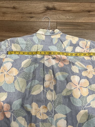 Aloha Hawaiian Shirt Men's LARGE Cooke Street Blue Floral 100% Cotton Honolulu - Picture 11 of 14