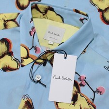 Paul Smith NWT Printed Casual Button Down Shirt Size S in Blue/Yellow/Multi