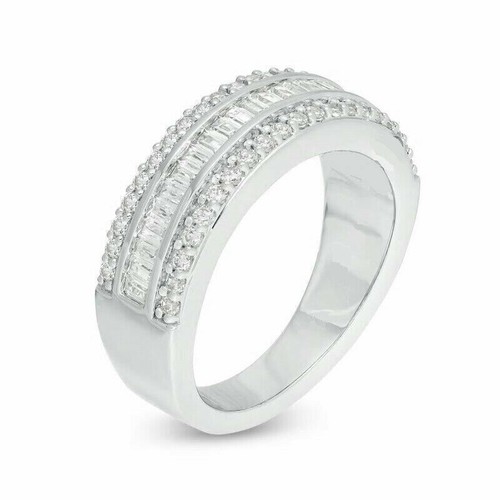 2 CT Lab-Created Diamond Anniversary Wedding Band Ring 14k White Gold Finish - Picture 6 of 6
