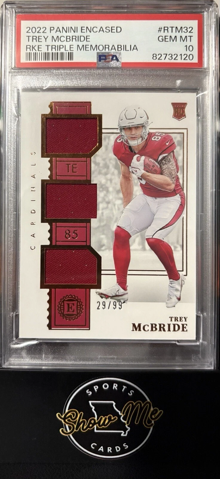 Trey McBride Panini Encased Rookie Triple Memorabilia #RTM32 Base