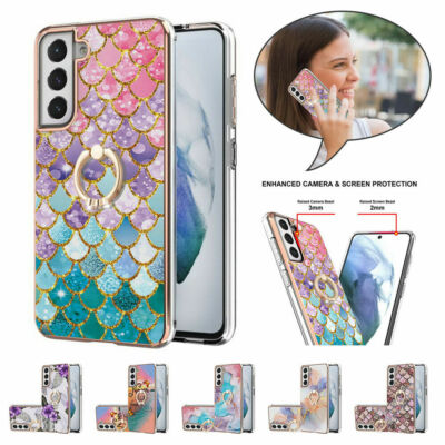 Luxury Marble Scales Ring Phone Case For Samsung S20 S21 A22 A12 A82 A51 A71 A11