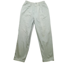 Vintage Lee Pants Mens Sz 36 Wrinkle Free Pleated Elastic Waist Green Chino