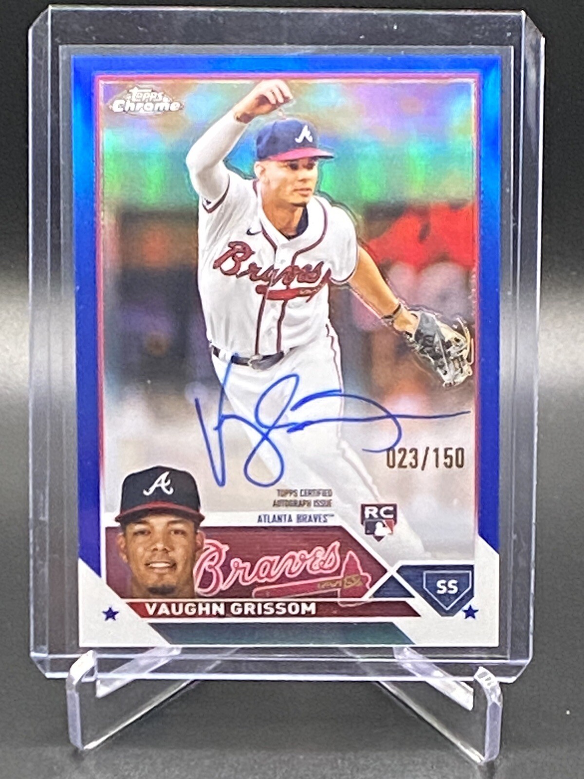 2023 Topps Chrome Baseball On Card Auto Vaughn Grissom RB Blue /150 Braves NM-MT