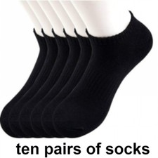 10 Pairs Men's Sports Ankle Socks Deodorant Cotton Basketball Breathable Black