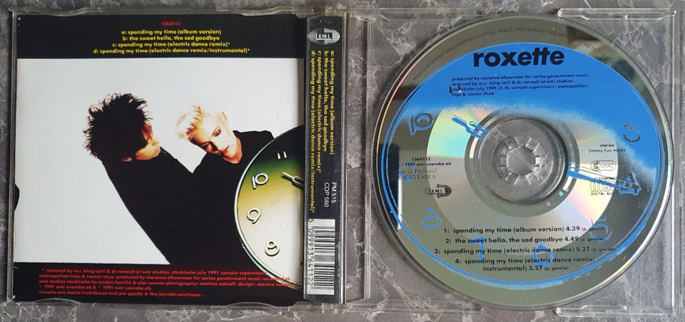 ROXETTE - Spending my Time - Top Rare 4 Track Schweden Press. Maxi CD 1991 - Bild 3 von 3
