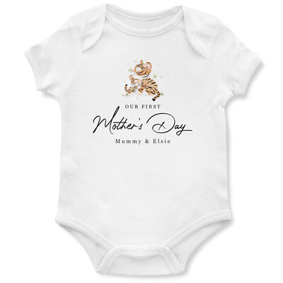 Personalisierter Strampler Unser erster Muttertag Tiger Baby Babys Mutter Tochter Mu...