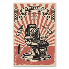 Postereck 0907 Poster Leinwand Retro Plakat, Barbershop Friseur Style Männer
