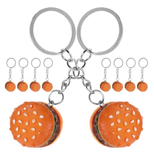 10 Pcs Mini Hamburger Keychain Miss Artificial Fast - Picture 9 of 12