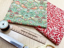 FABRIC BUNDLE - William Morris Sage Strawberry Thief Red Willow Bough - 2 x 0.5m