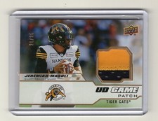 2020 Upper Deck CFL Game Patch- Jeremiah Masoli  #21/25-Hamilton Tiger-Cats