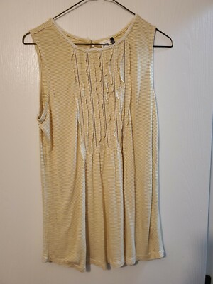 Anthropologie Akemi + Kin Top Size Sleeveless Button Back Rayon Linen