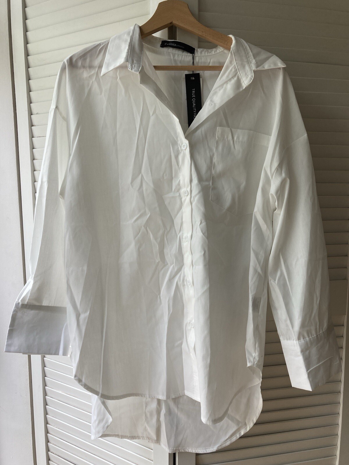 UK Women's Long Sleeve Collared Casual Blouse with Slit Hem