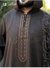 Aljazi Moroccan Thobe for Men with hat, High Quality, brown FAST SHIPPING