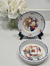 Vintage TIFFANY CO "Tiffany Nautical Seashore" Kids Childs 2 Pc Plate Bowl Set