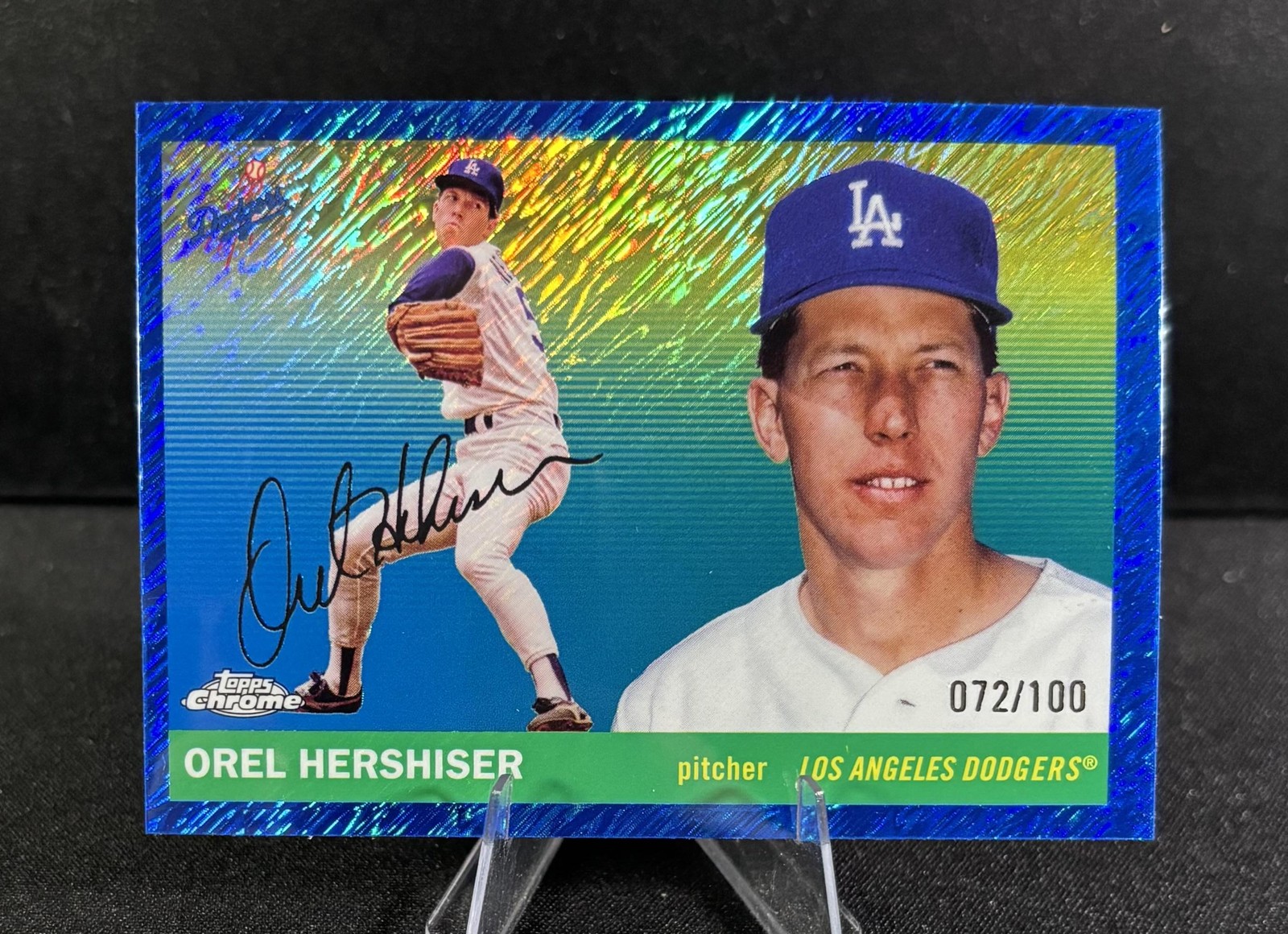 2025 Topps Chrome Platinum #488 Orel Hershiser Blue Shimmer Refractors #/100