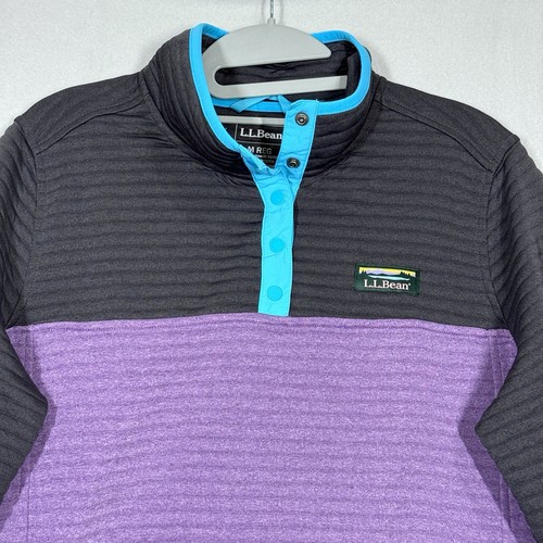 LL Bean Airlight Pullover Womens Medium 1/4 Snap Mock Neck Colorblock Jacket - Picture 2 of 11