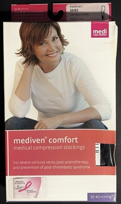 MEDIVEN Comfort Calf High Extra Wide, Petite 30-40mmHg Ebony Size:III Closed Toe