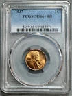 1937    LINCOLN CENT   PCGS  MS66+   RED