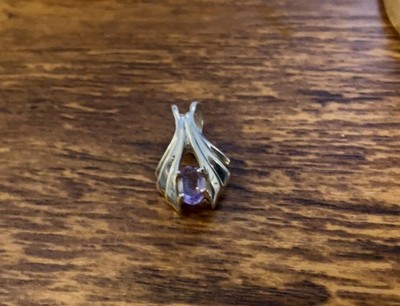 Stunning Sterling Silver 925 Vintage  Oval Multifacected Amethyst Pendant