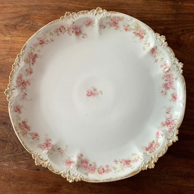 Antique Limoges Serving Platter Plate CH Field Haviland France Pink Floral