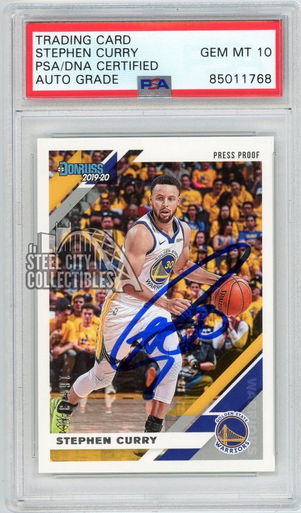 Stephen Curry 2019-20 Donruss Press Proof Autograph Card #64 166/349 PSA/DNA 10