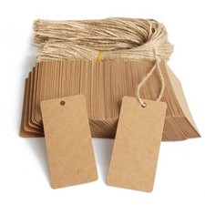 200pcs Kraft Paper Gift Tags with String, Price Tags, 3.1"x1.6", Brown