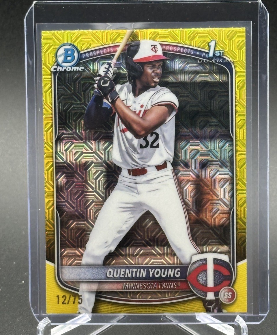 2025 Bowman Draft Mega Quentin Young 1st Bowman Yellow Mega Refractor /75
