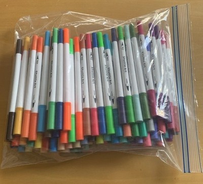 Shuttle Art 120 Dual Brush and Fineliner Marker Pens Set Assorted Colors