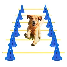 Dog Agility Hurdle Cone Set Dog Agility Course Backyard Set Include 12 Agilit...