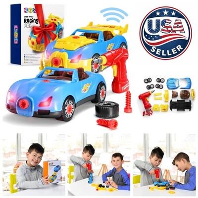 Build Your Own Racing Car Set - 30 Pcs with Drill, Lights & Sounds for Toddlers