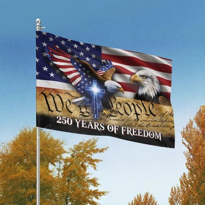 250 Years Freedom USA Flag Eagle Betsy Ross Patriotic Banner